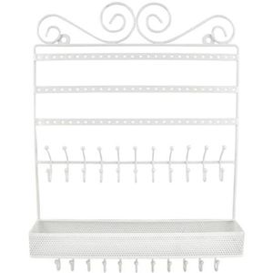 Wall Hanging White Metal Jewelry Organizer